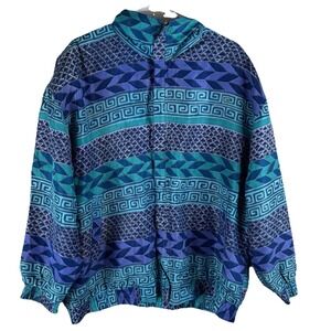 FUDA Men's International Vintage Silk Windbreaker Jacket - Purple Geometric